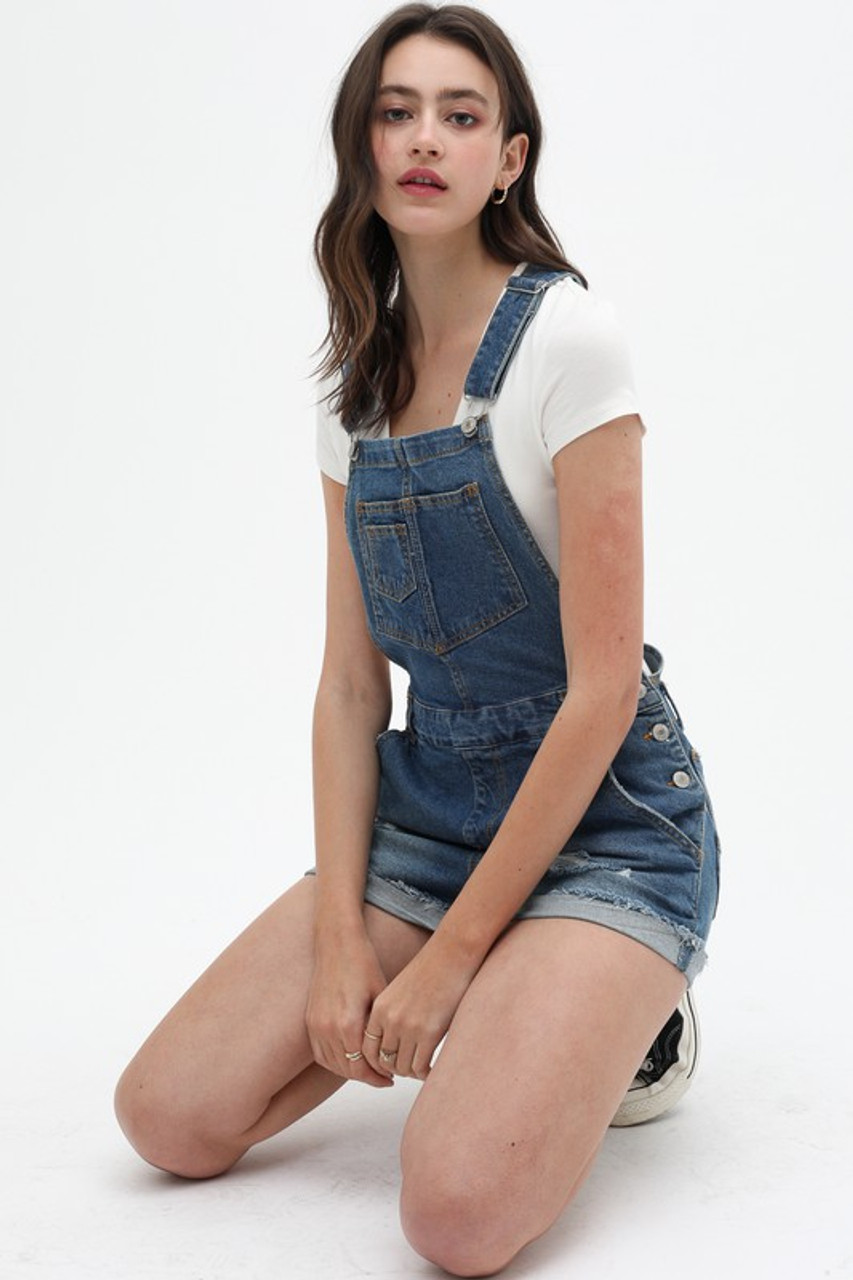 distressed denim romper