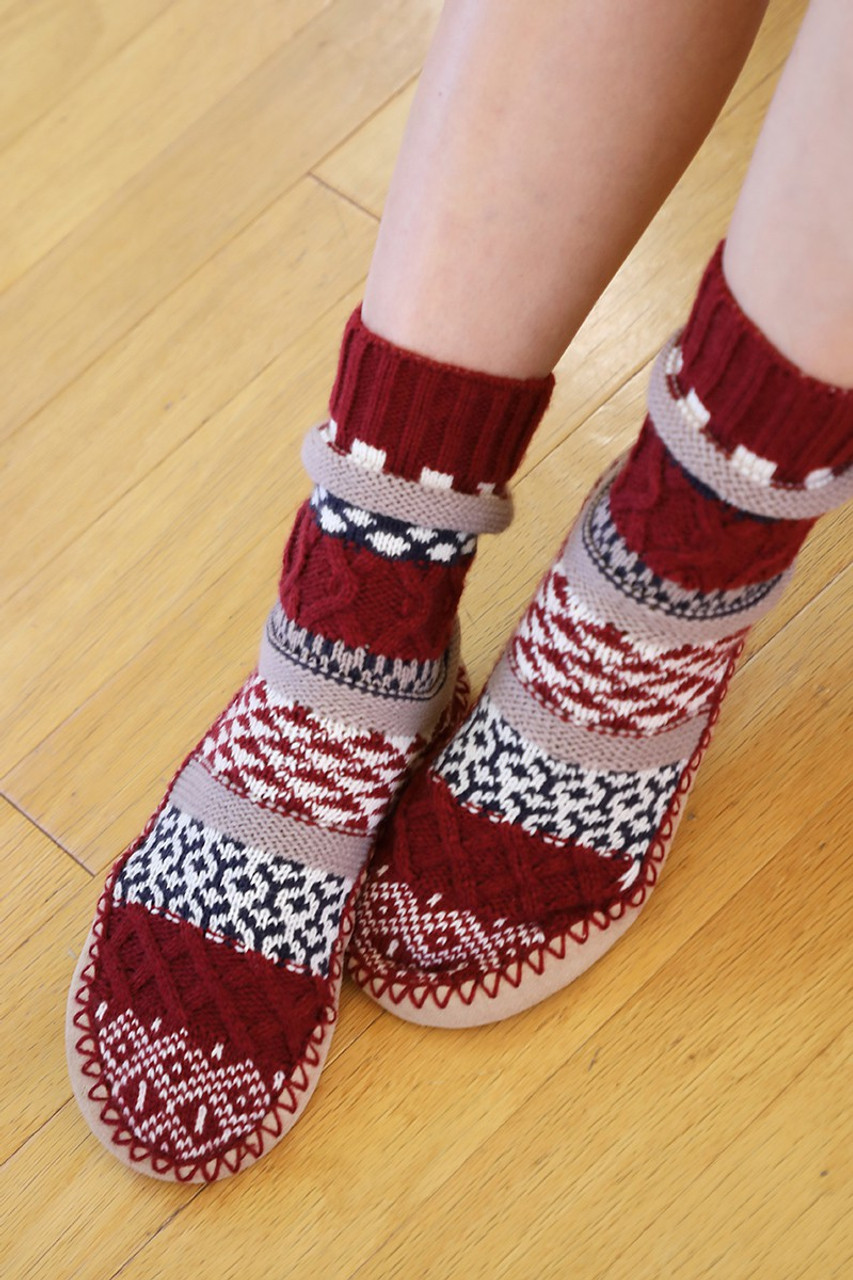 Burgundy slipper socks Clearance