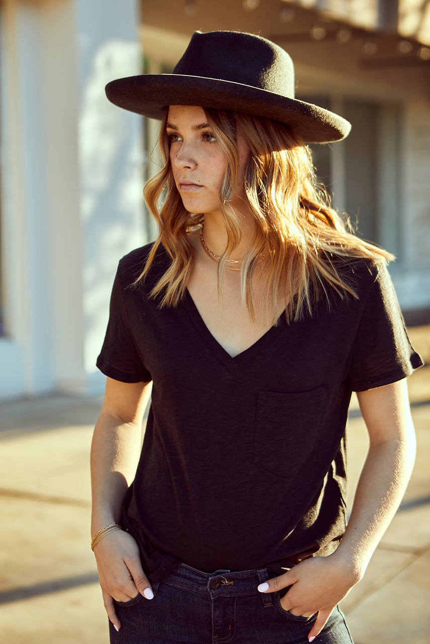 Victoria Felt Fedora Black Worn Wash Farron Elizabeth