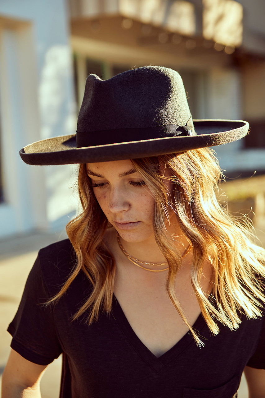 Victoria Felt Fedora - Black Worn Wash - Farron Elizabeth display picture 2