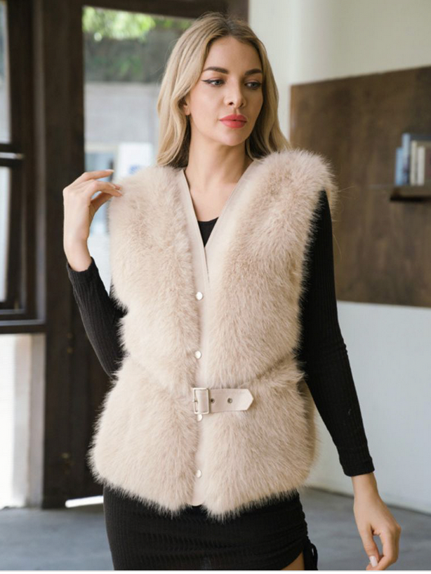 ジャケット・アウター DIANTE PREMIUM ECO FUR BELTED VEST BRN DIANTE PREMIUM ECO FUR BELTED VEST BRN DIANTE Premium eco fur vest