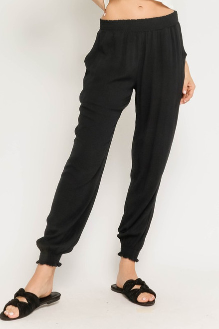 Smocked Joggers - Black