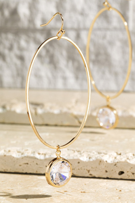 Oval Earrings - Gold/Clear