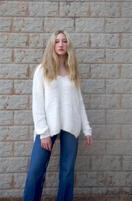 Fuzzy Yarn Sweater - Ivory