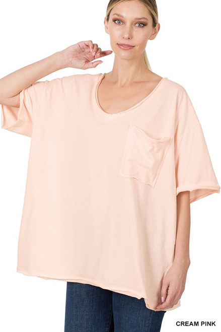 Raw Edge Boyfriend Tee - Blush
