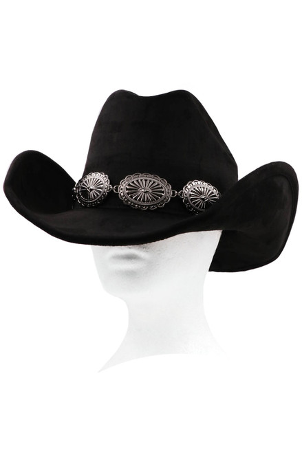 Metal Concho Band Cowboy Hat - Black