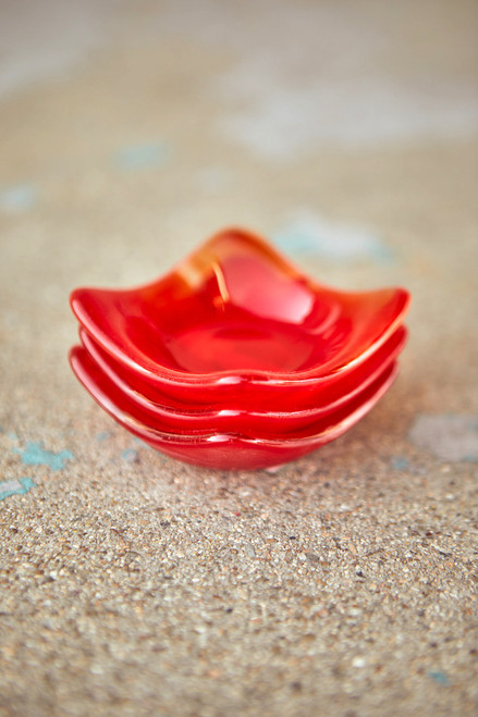 Local Glass Dish - Swirled Ruby