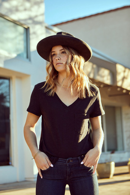 Victoria Felt Fedora - Black Worn Wash