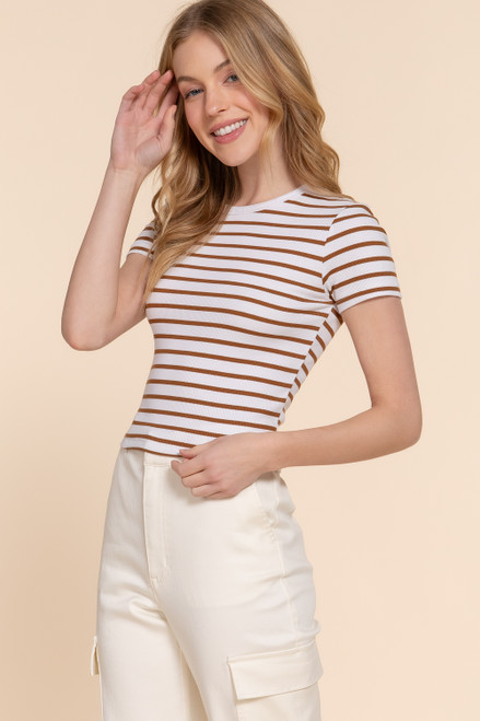 Tobie Striped Crewneck - Toffee