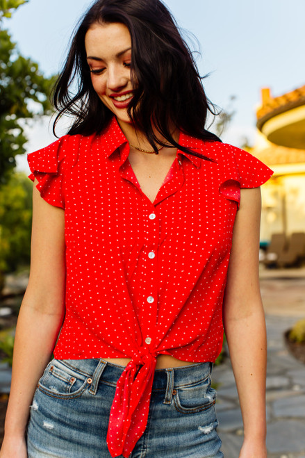 Polly Polka Dot Top - Red