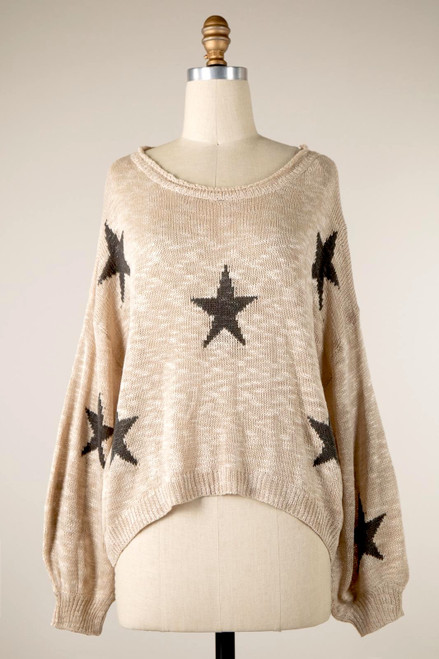 Lone Star Knit Top - Beige/Olive