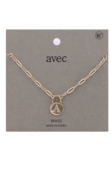 Brass Metal Monogram Necklace