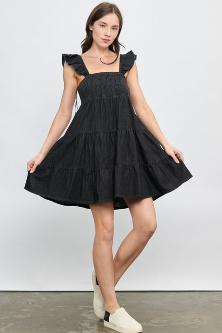 Playtime Denim Dress - Black