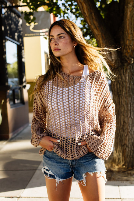 Sahara Loose Knit Top - Cocoa