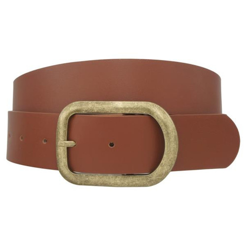Basic Brass Buckle Belt - Brown