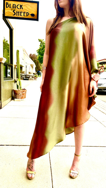 Asymmetrical Metallic Dress - Bronze