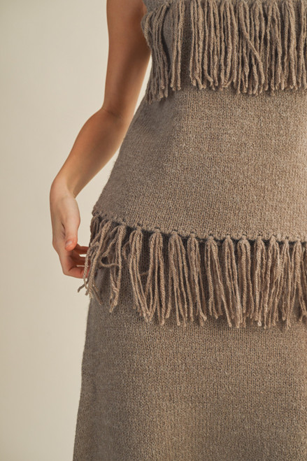 Badlands Fringe Knit Tunic - Cocoa
