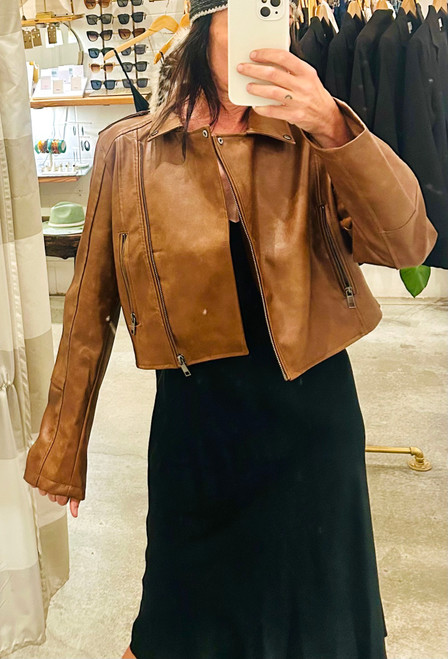 Crop Moto Jacket - Camel