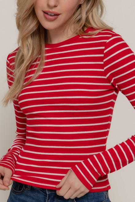 Simple Stripe Crew Neck - Red