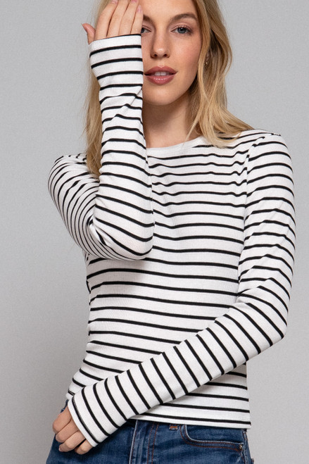 Simple Stripe Crew Neck - White/Black