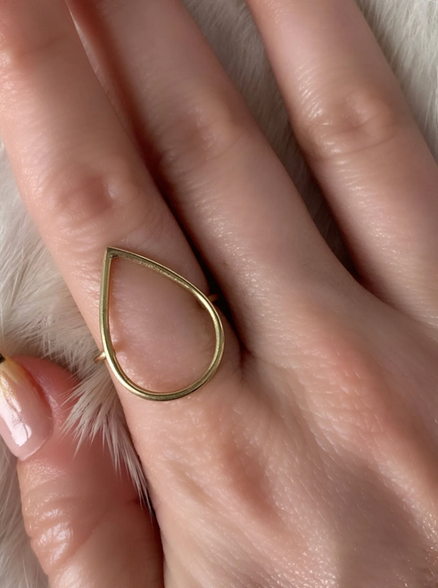 Brass Open Teardrop Ring