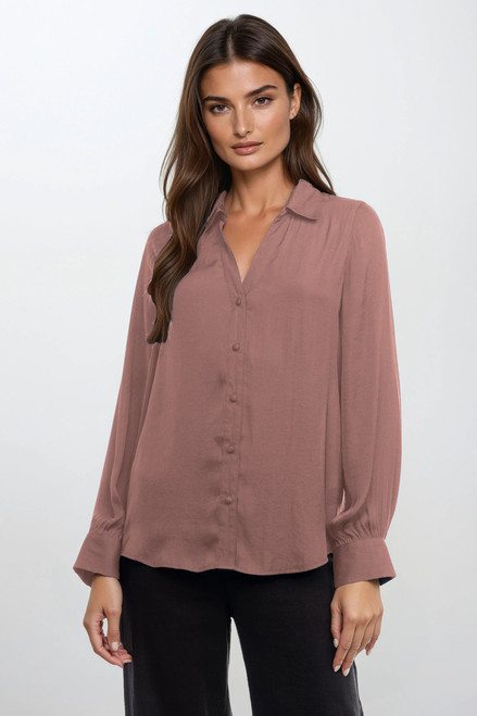 Cici Button Down Blouse - Mauve