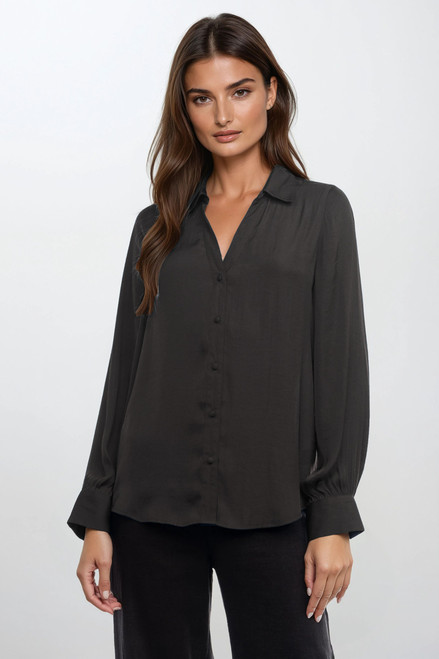 Cici Button Down Blouse - Charcoal
