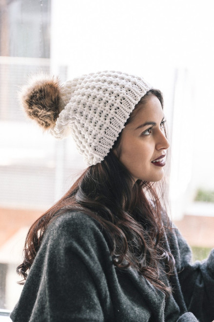  Winter Pom Pom Beanie - Ivory