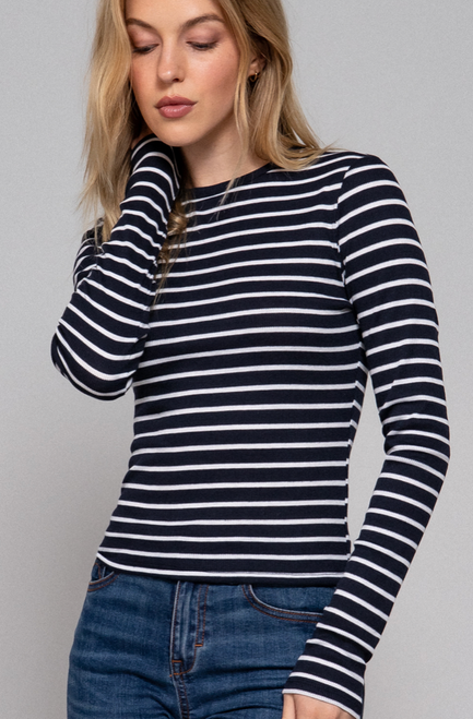 Simple Stripe Crew Neck - Navy/White