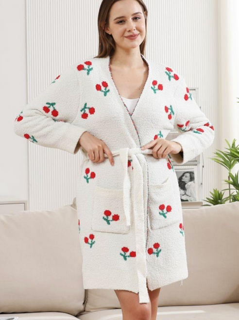 Plush Cherry Bath Robe 