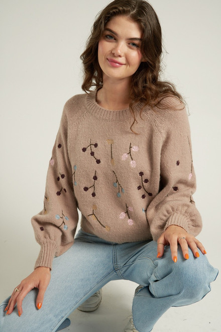 Enchant Sweater Top - Taupe