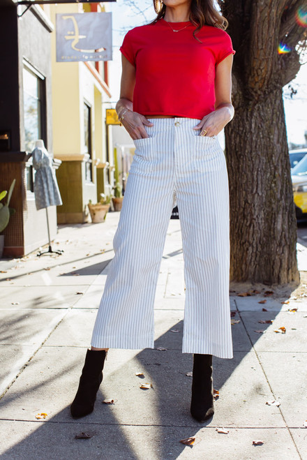 Polly Pin Stripe Pants - Off White