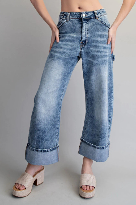 Relaxed Jean With Cuffed Hem - Medium Wash 