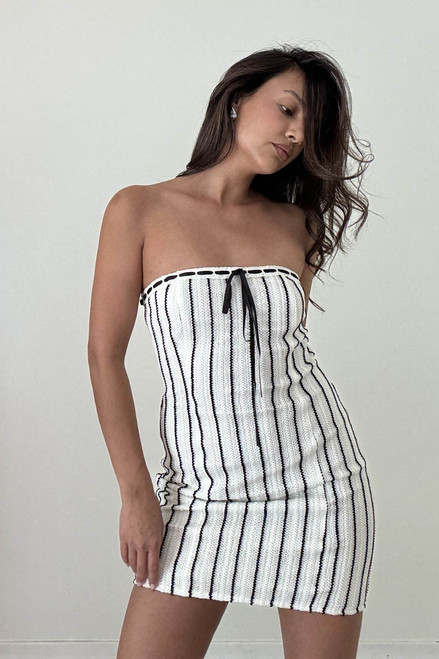 Bella Crochet Mini Dress - Ivory/Black