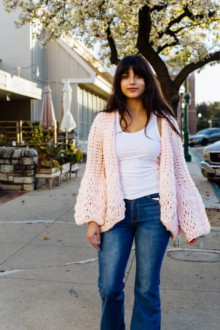 Hand Crochet Cardigan - Blush