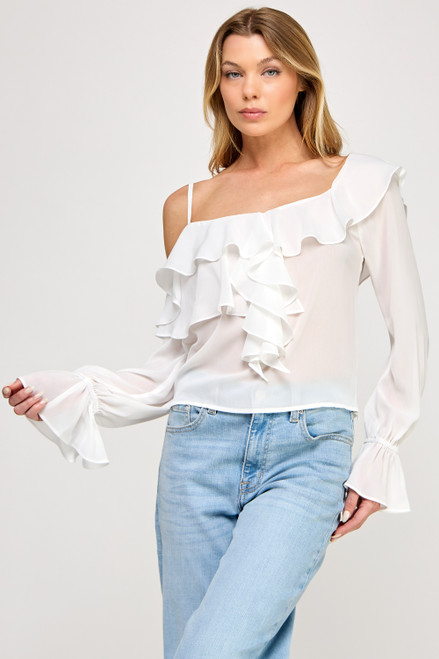 Laurel Chiffon Top - White