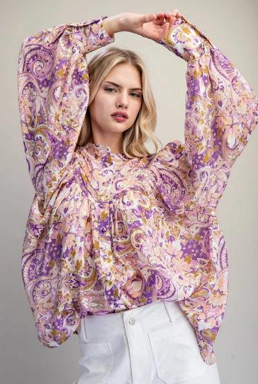 Paisley Boho Blouse - Lavender