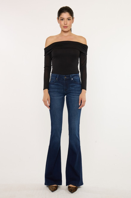 Mid Rise Flare Jeans - Dark Wash