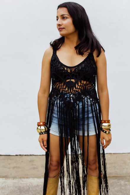 Boho Crochet Top - Black