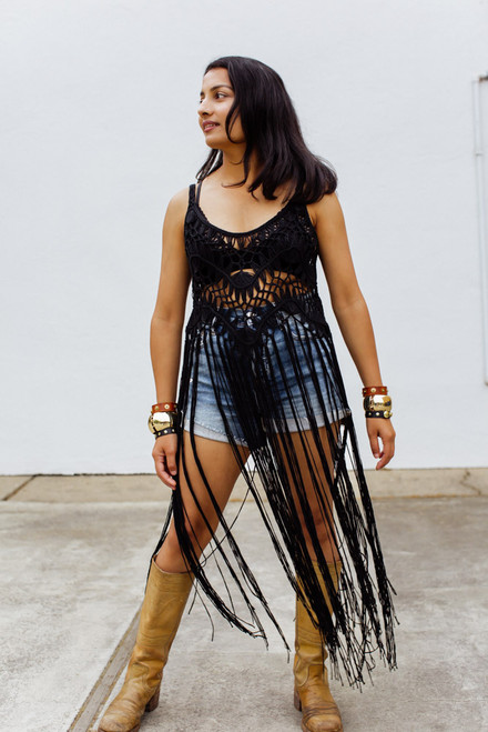 Boho Crochet Top - Black