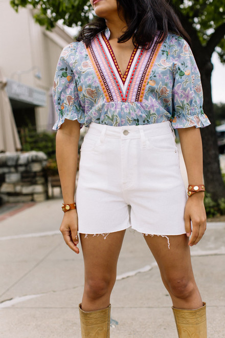 High Rise Cut-Off Shorts - White