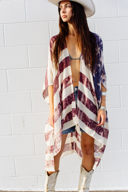 America Kimono - Red/Blue
