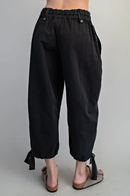 Tied Cuff Mineral Wash Jogger - Black