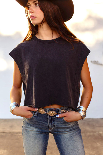 Mineral Wash Muscle Tee - Vintage Black