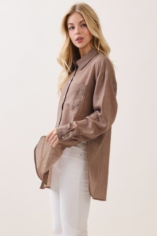 Super Soft Gauze Button Down - Mocha