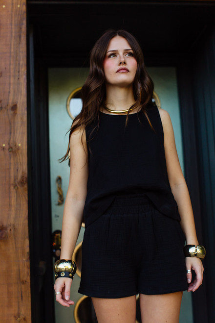 Gigi Gauze Shorts - Black