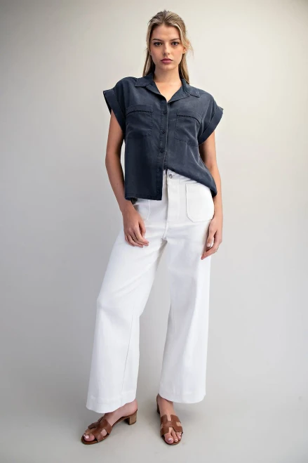 Darlin Button Down Top - Midnight