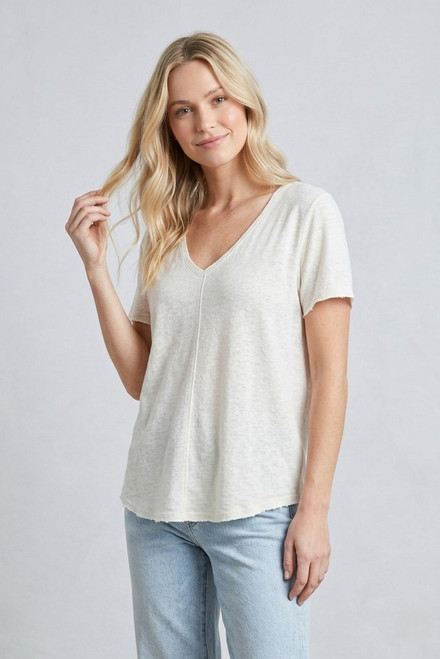Center Seam Slub Knit Top - Ivory