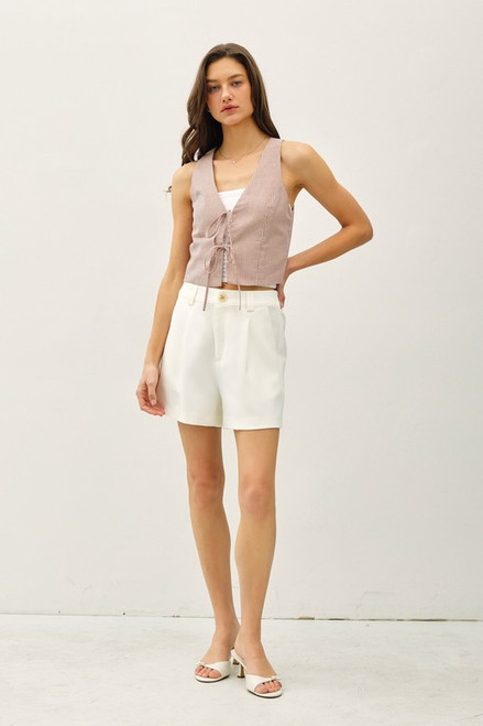 Pin Stripe Vest Top - Brick