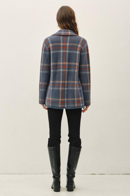 Cozy Plaid Print Coat - Midnight